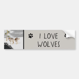 Wolves in Snow Painting - Original Wildlife Art Bumper Sticker