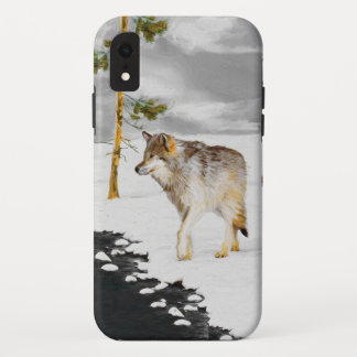 Wolves in Snow Painting - Original Wildlife Art iPhone XR Case