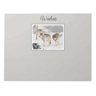 Wolves in Snow Painting - Original Wildlife Art Notepad