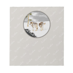 Wolves in Snow Painting - Original Wildlife Art Notepad