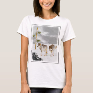 Wolves in Snow Painting - Original Wildlife Art T-Shirt