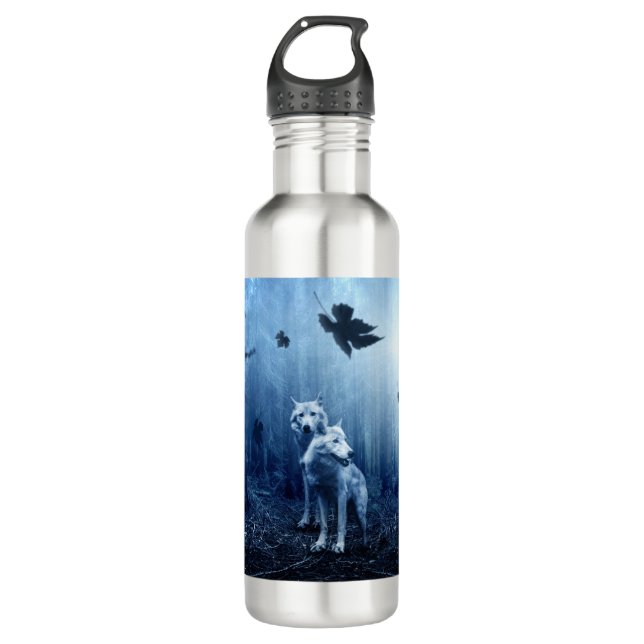 Wolves in the Forest at Dawn 710 Ml Water Bottle (Front)