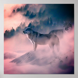wolves in the sunrise  poster