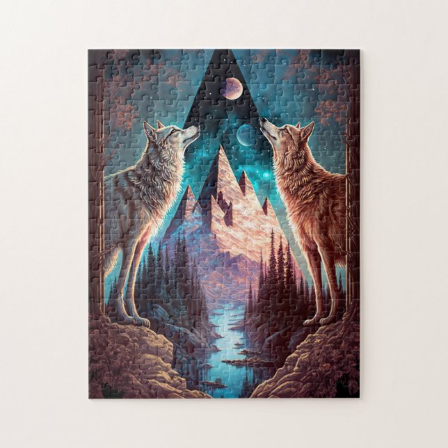 Wolves Mountain Visionary Fantasy Art Jigsaw Puzzle (Vertical)