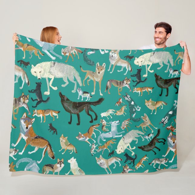Wolves of the World (pattern) #1 Fleece Blanket (In Situ)