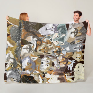 Wolves of the World puzzle Fleece Blanket