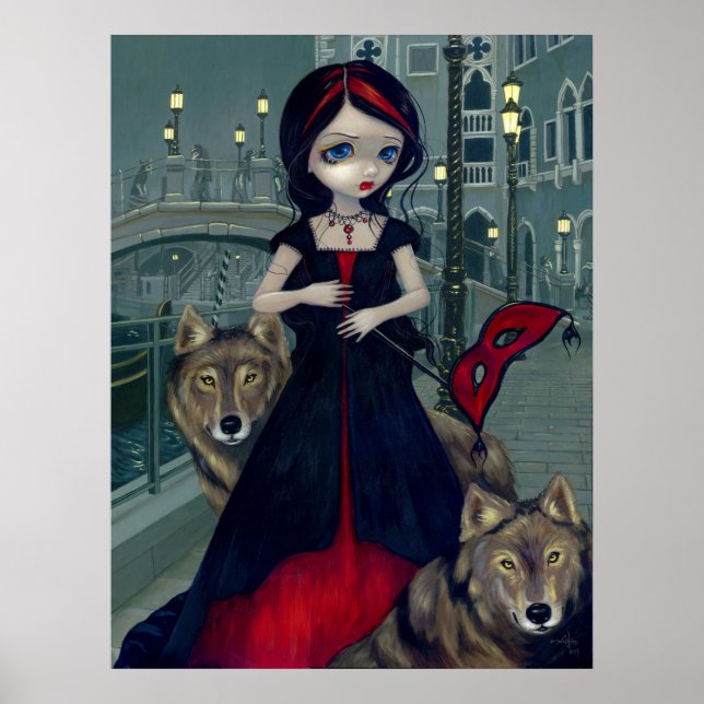 Wolves of Venice gothic wolf Art Print (Front)