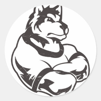 Wolves or Wolf Mascot Classic Round Sticker