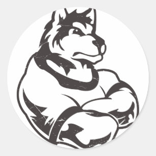 Wolves or Wolf Mascot Classic Round Sticker
