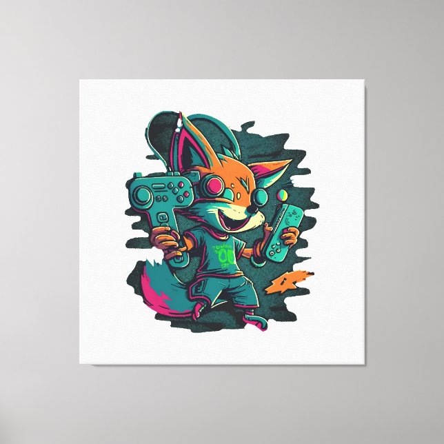 Wolves play games canvas print (Front)