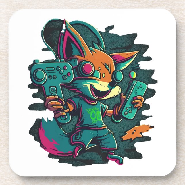 Wolves play games coaster (Front)