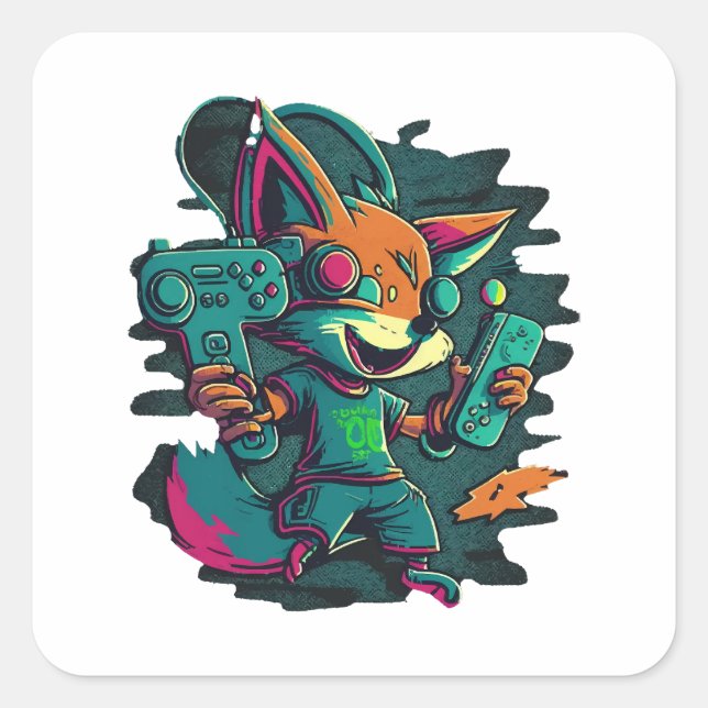 Wolves play games square sticker (Front)