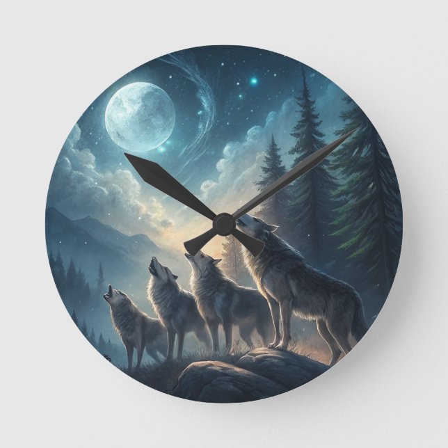 Wolves Round Clock (Front)