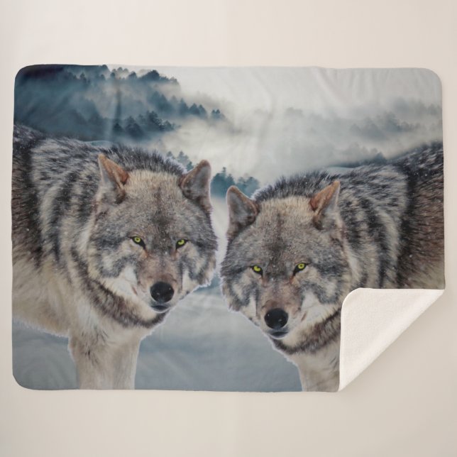 Wolves Sherpa Blanket (Front (Horizontal))