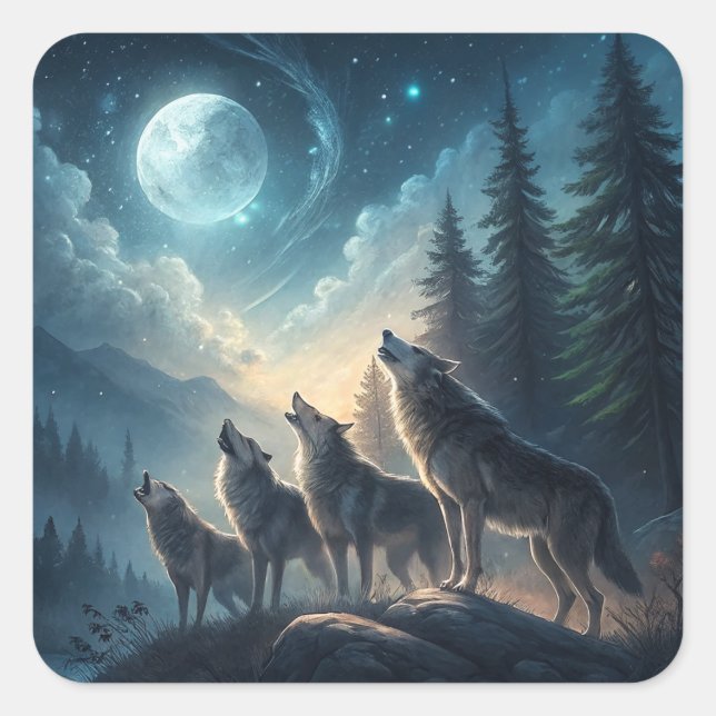 Wolves Square Sticker (Front)