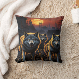 Wolves Strolling Under Moonlight.  Cushion