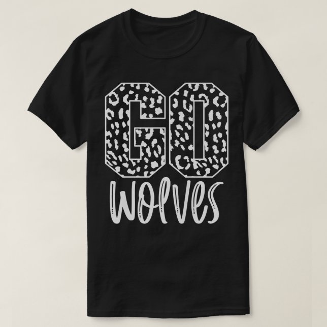 Wolves Team Mascot School Spirit Game Night Leopar T-Shirt (Design Front)