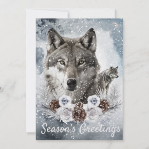 Wolves Watercolor Winter Christmas Holiday Card