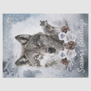 Wolves Watercolor Winter Christmas Tissue Paper