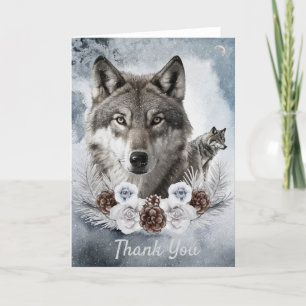 Wolves Watercolor Winter Thank You Card