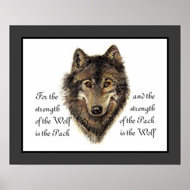 Wolves, Watercolor Wolf & Pack Quote, Nature Poster (Front)