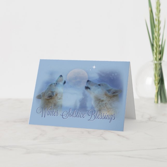 Wolves Winter Solstice Blessings Card (Front)