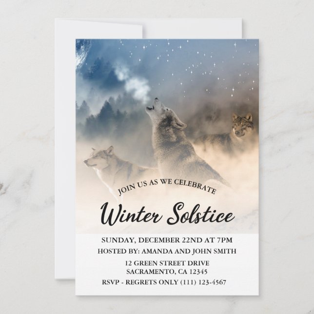 Wolves Winter Solstice Celebration Invitation (Front)