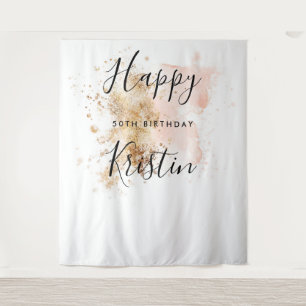 Woman 50th Birthday Photo Booth Backdrop Tapestry