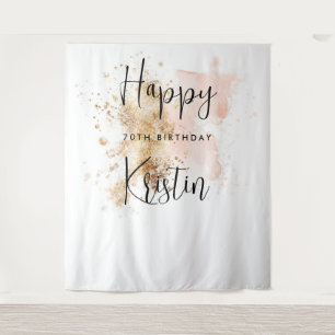 Woman 70th Birthday Photo Booth Backdrop Tapestry