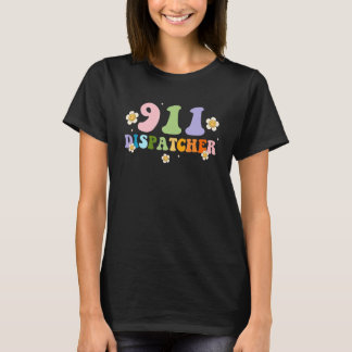 Woman 911 Dispatcher Emergency Dispatcher Retro Gr T-Shirt