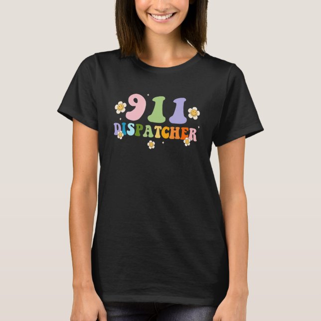 Woman 911 Dispatcher Emergency Dispatcher Retro Gr T-Shirt (Front)