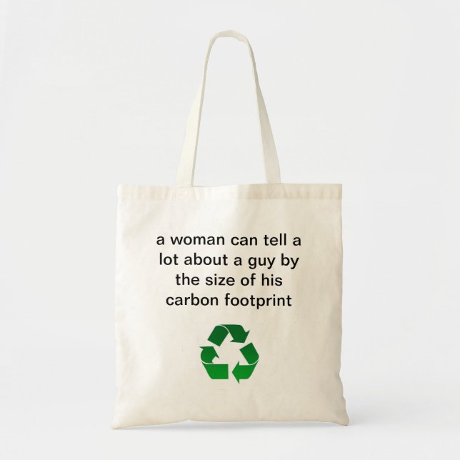 woman a guy by size of his carbon footprint tote bag (Front)