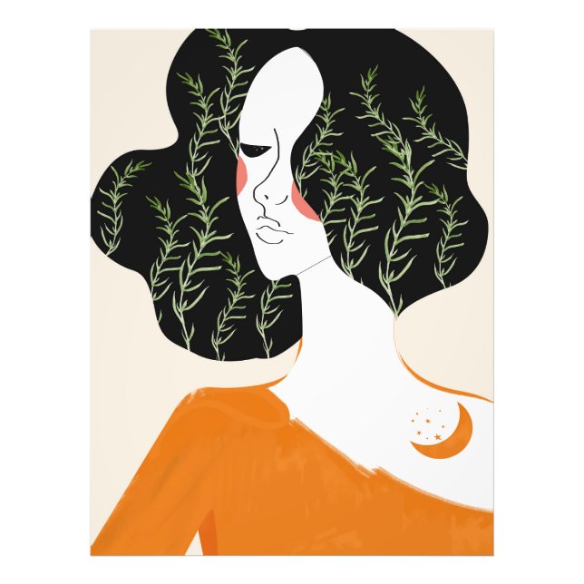 Woman Abstract Minimal Wall Art Print Rustic (Front)