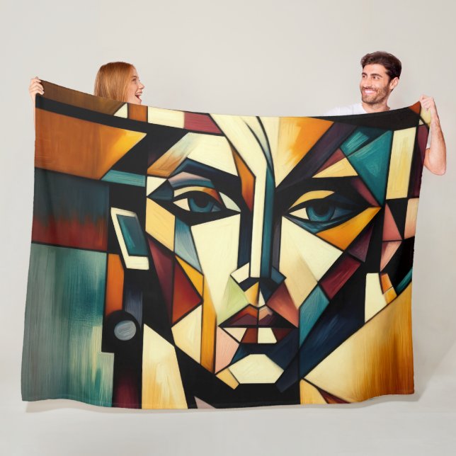  Woman Abstract Modern Painting Fleece Blanket (In Situ)