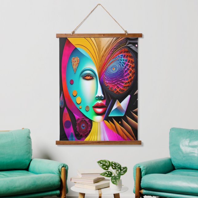 Woman Abstract Spiral Ai Art Hanging Tapestry (Living Room)