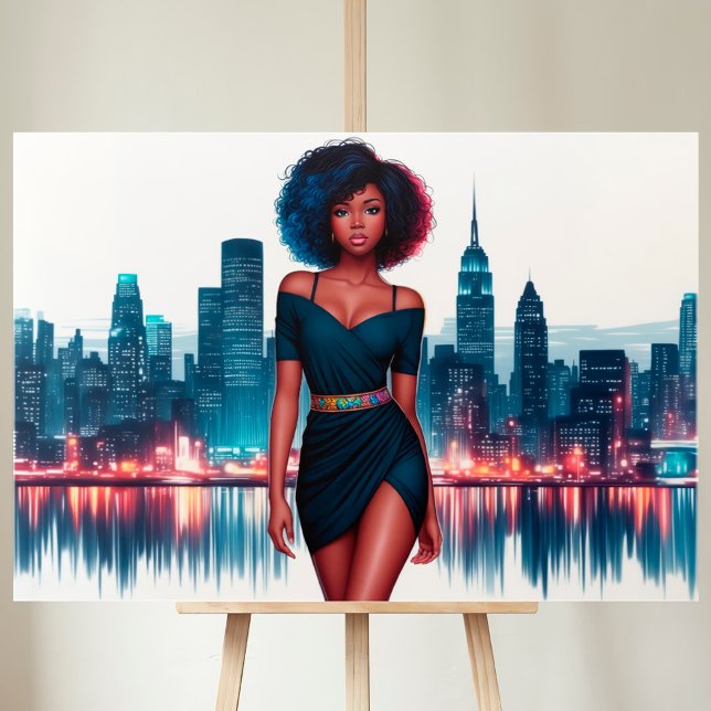 Woman african american city elegant lady dress canvas print (Creator Uploaded)