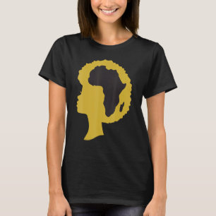 Woman Afro Hair Africa Map Black Pride Melanin 202 T-Shirt