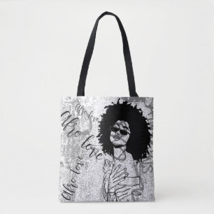 Woman Afro love graffiti Tote Bag