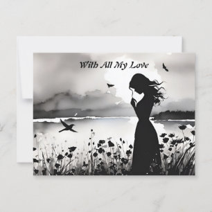 Woman Alone With Thoughts of Love Postcard
