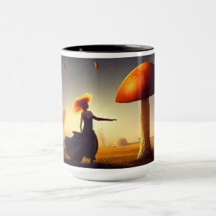 Woman and a Huge Mushroom Mug