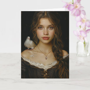 Woman and a White Dove All Occasions Card