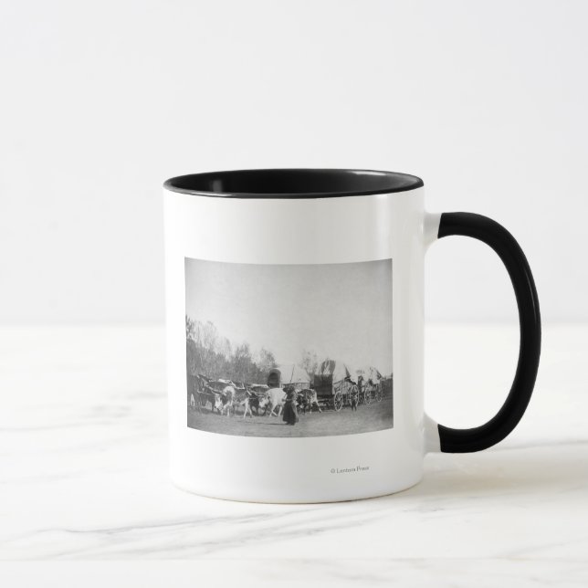 Woman and Boy with Bullwhackers in Ox Train Mug (Right)