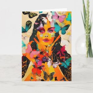 Woman and Butterflies Mixed Media All Occasions Card
