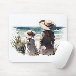 Woman and Child At the Seashore Mouse Mat