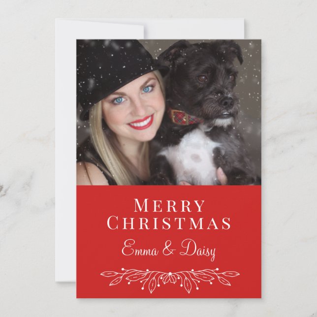 Woman And Dog Photo Christmas Holiday  (Front)