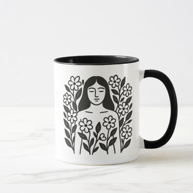 Woman and Flowers Mug (Right)