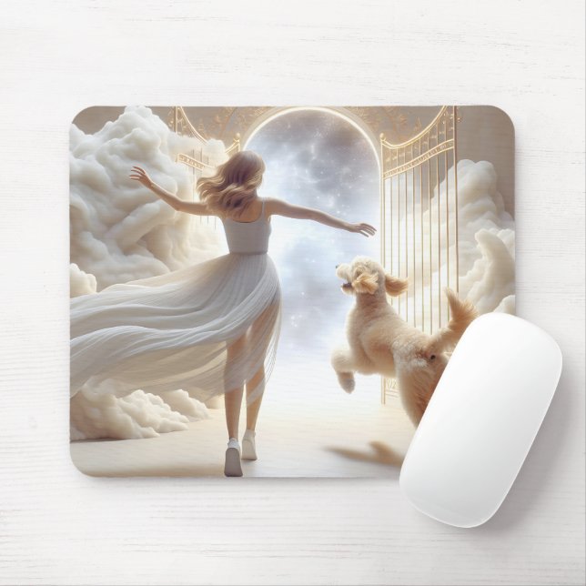 Woman and Goldendoodle At Heaven's Gate Mouse Mat (With Mouse)