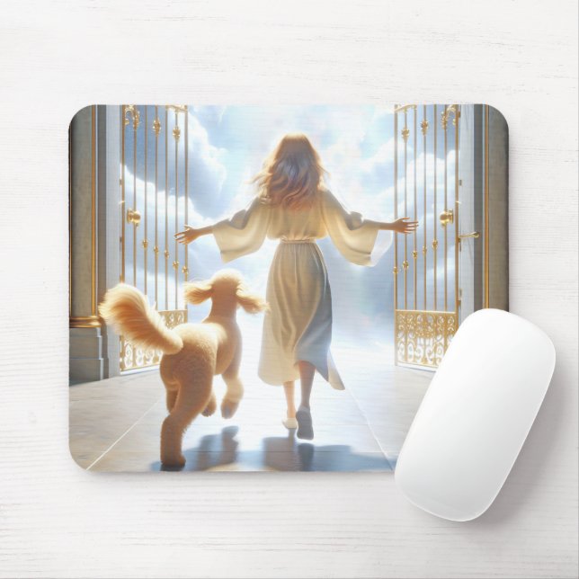 Woman and Goldendoodle At Heaven's Gate Mouse Mat (With Mouse)