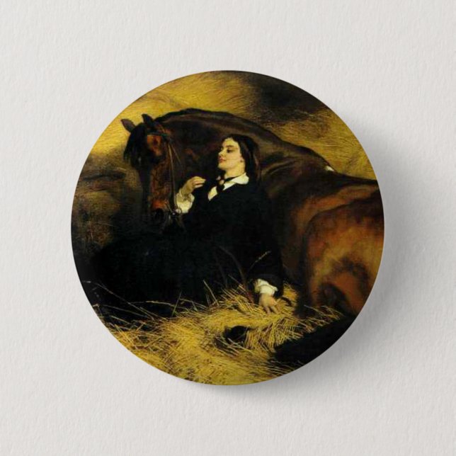 Woman and Horse 6 Cm Round Badge (Front)