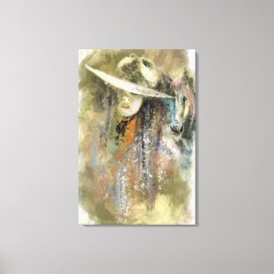 Woman and Horse Canvas Print - Painting